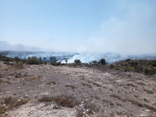 مليشيا الحوثي تحرق مزارع القات شمال الضالع