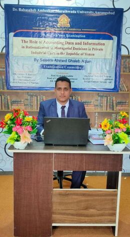 الدكتوراه في المحاسبة للباحث اليمني سليم أحمد غالب عقلان من جامعة "بامو" الهندية