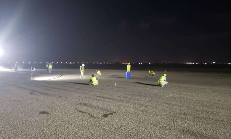 البدء بمشروع صيانة وإعادة تأهيل مدرج مطار عدن الدولي