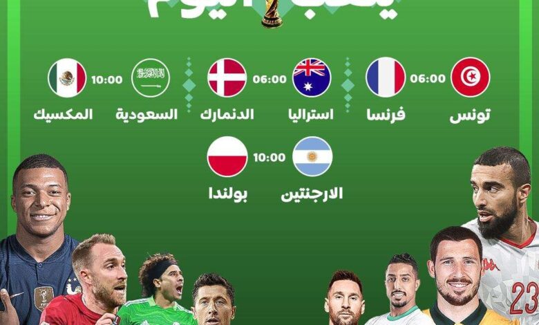 جدول مباريات اليوم الأربعاء في كأس العالم